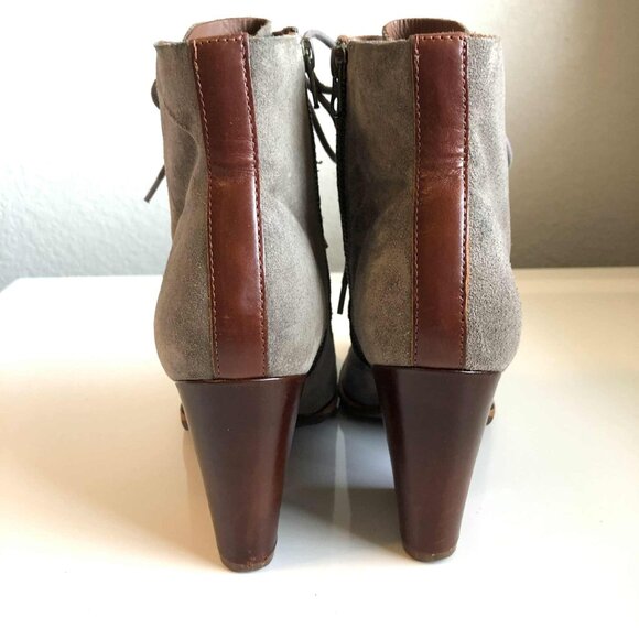 New KORK-EASE Elfa Heeled Lace Up Bootie Italian Suede Taupe 9.5 MSRP $230 - Picture 2 of 8